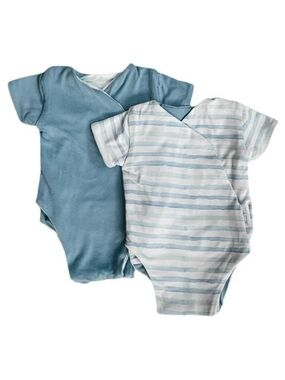 Mama Coco Winged Bodysuit Bundle - Watercolor Stripe/Cornflower Doves